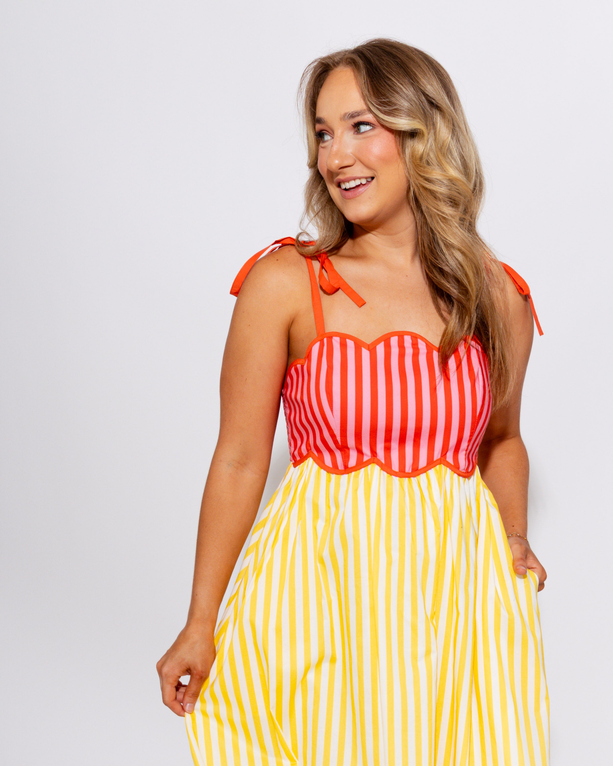 Sunshine Colorblock Stripe Midi Dress