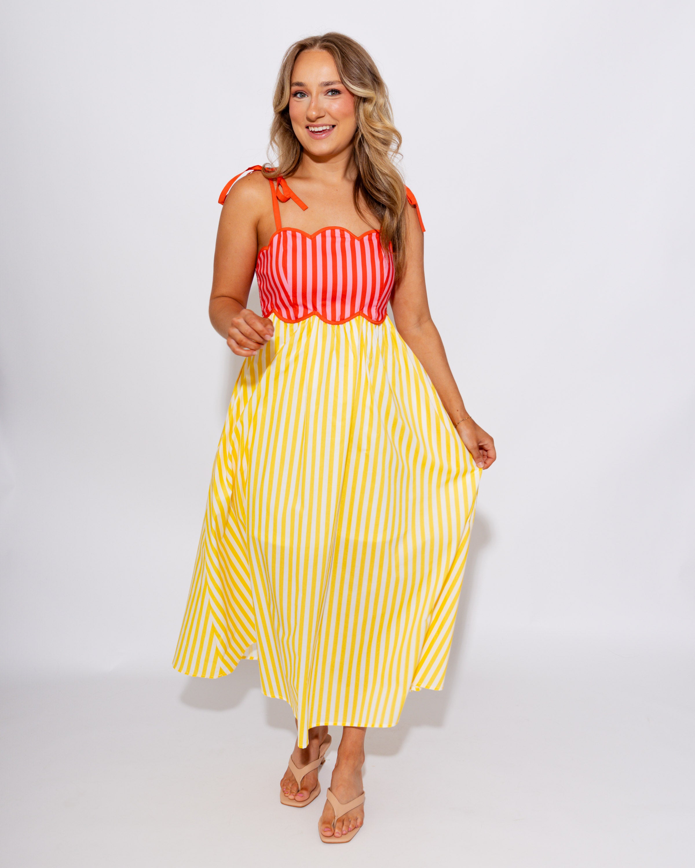 Sunshine Colorblock Stripe Midi Dress
