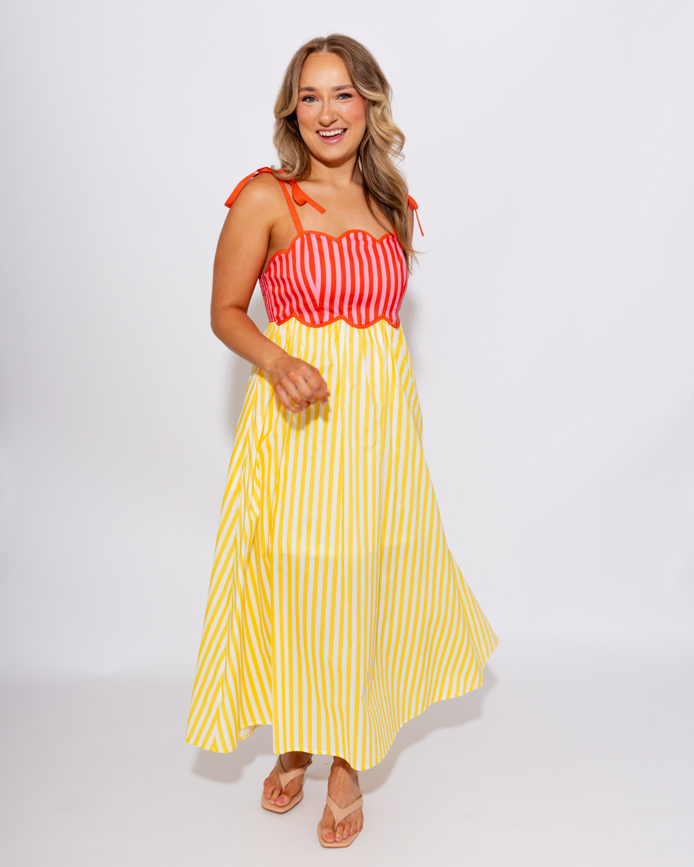 Sunshine Colorblock Stripe Midi Dress