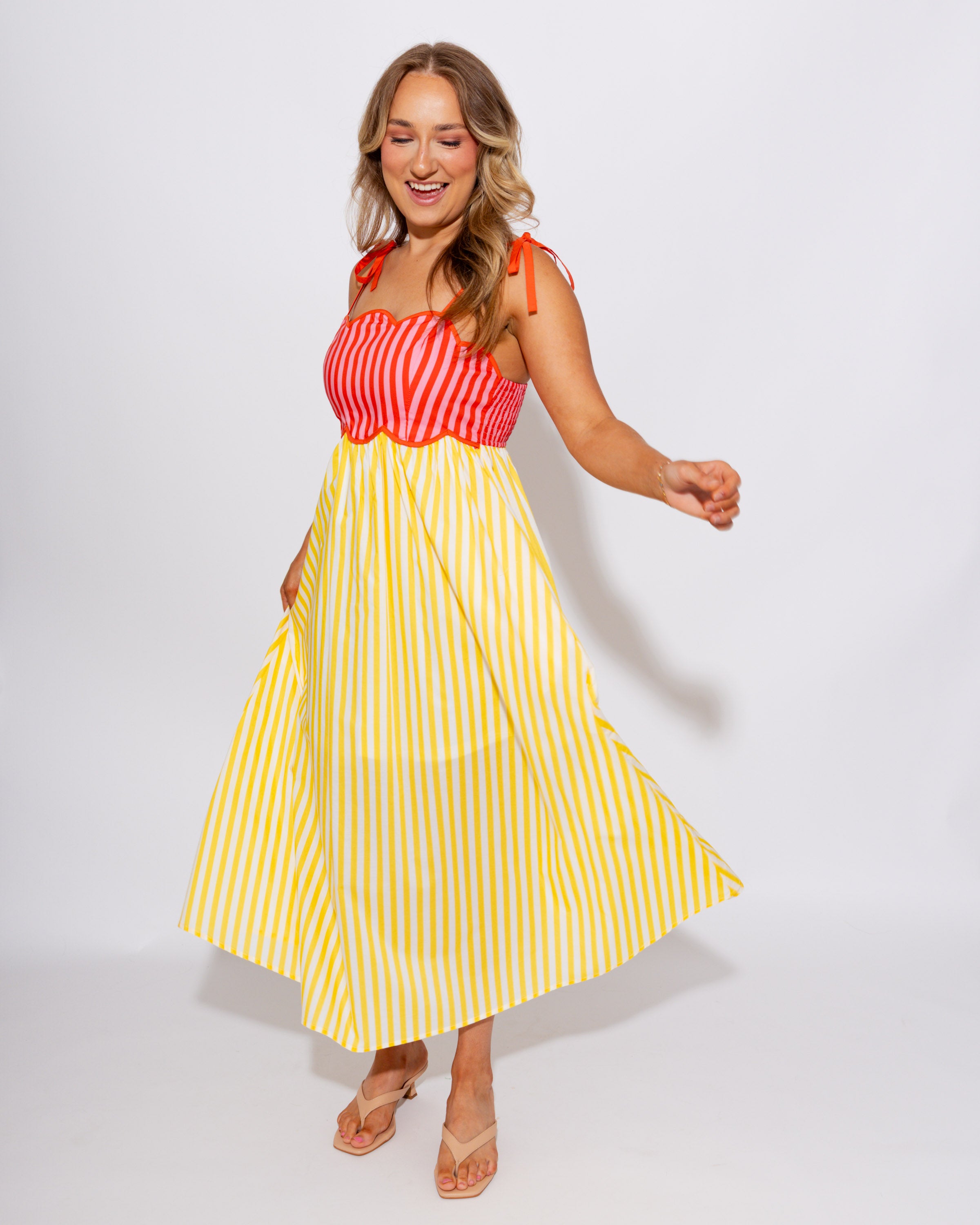 Sunshine Colorblock Stripe Midi Dress