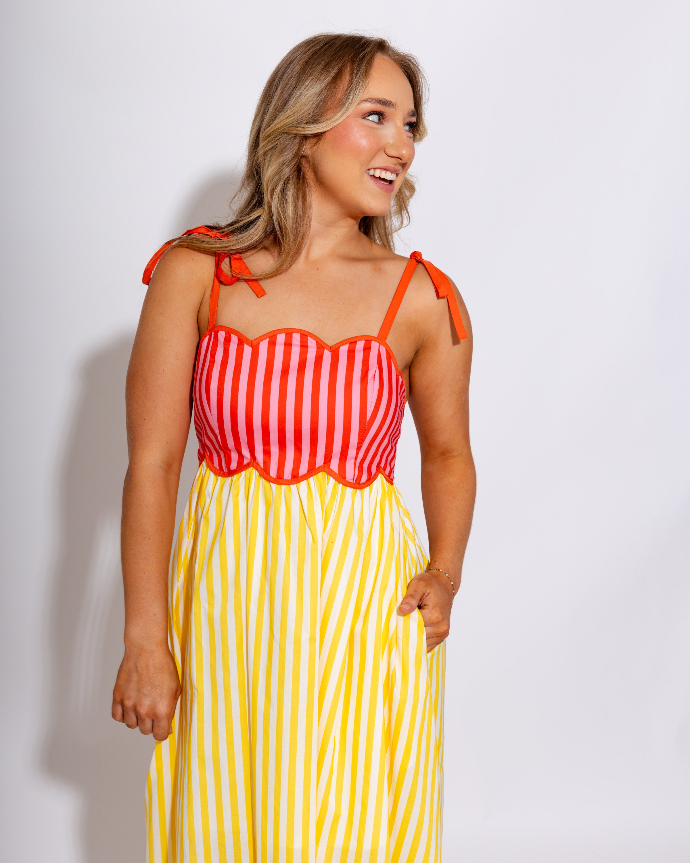 Sunshine Colorblock Stripe Midi Dress