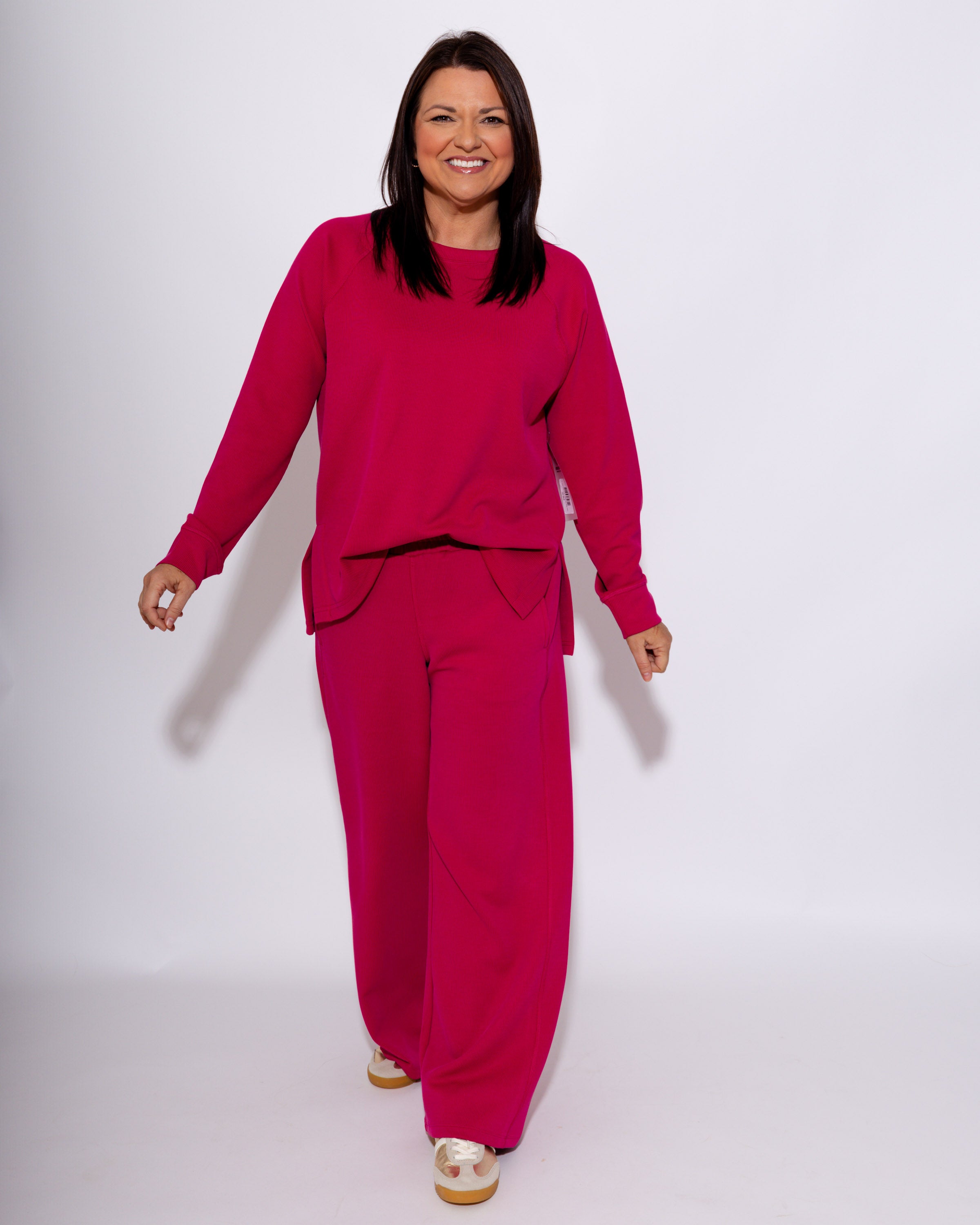 Luxe Wash Rib Raglan Tee in Plum Pink