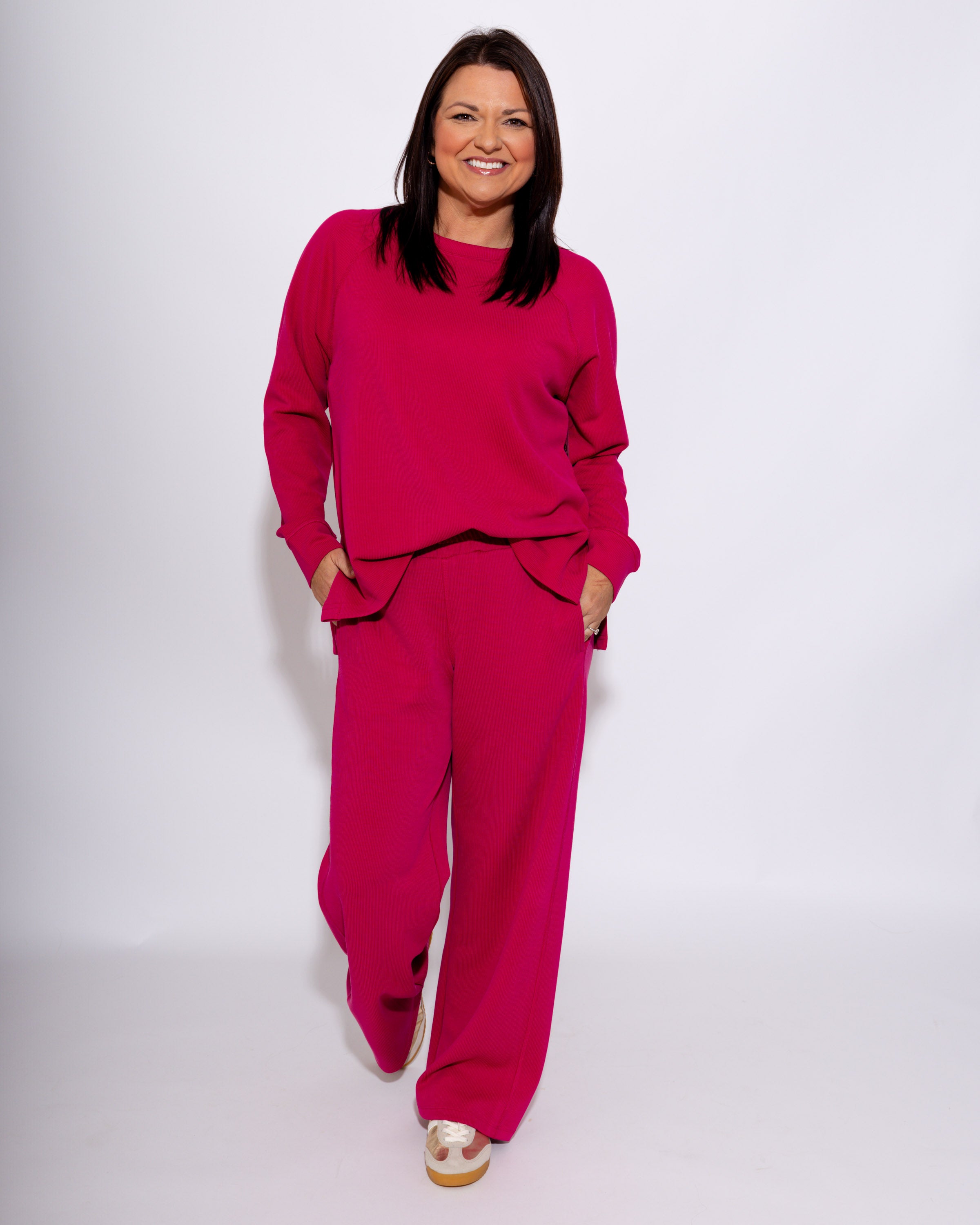 Luxe Wash Rib Raglan Tee in Plum Pink