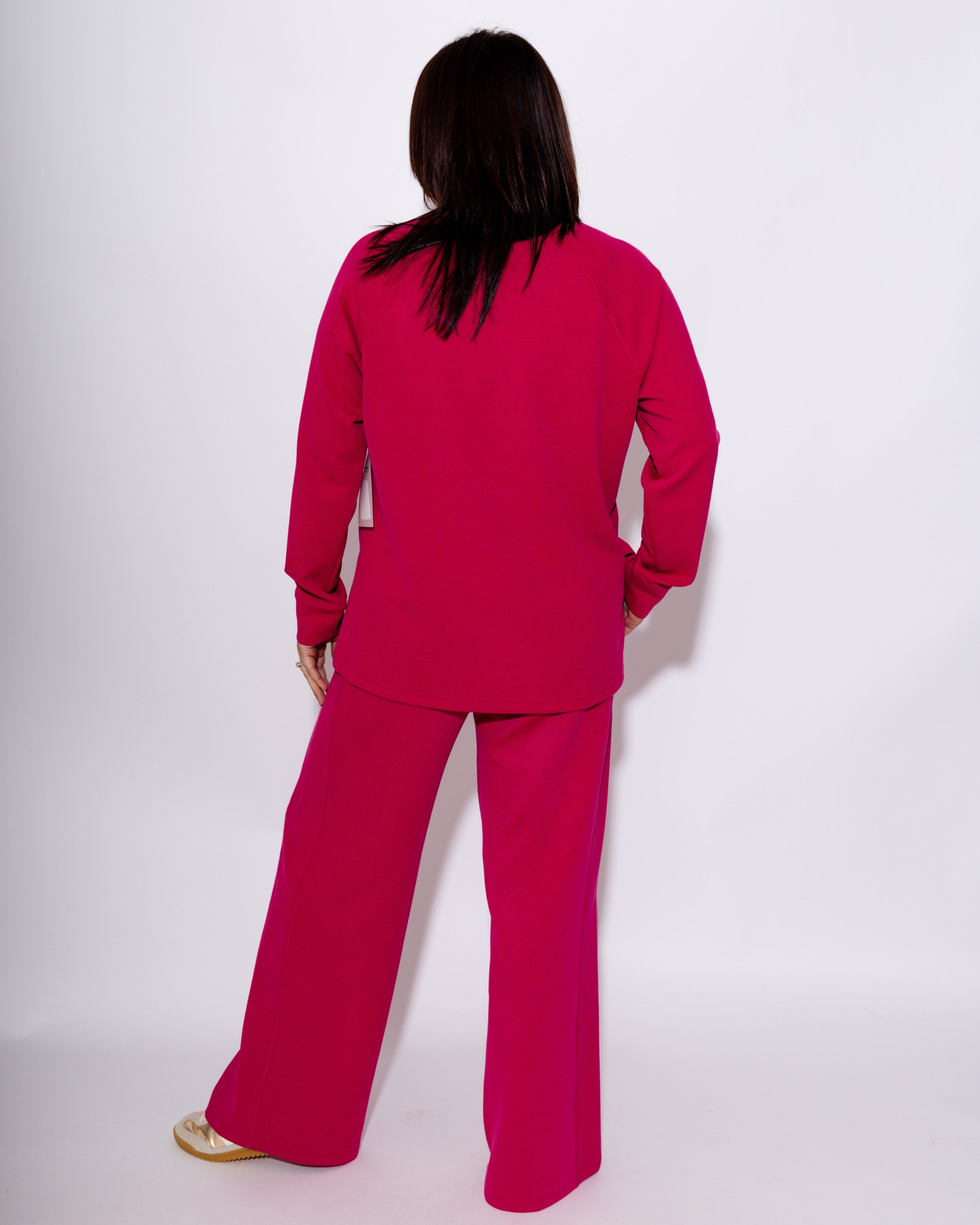 Luxe Wash Rib Raglan Tee in Plum Pink
