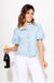 Blue Stripe Ruffle Neckline Button Up Top - Merci - Gaudie & Co. Southeast Texas Boutique