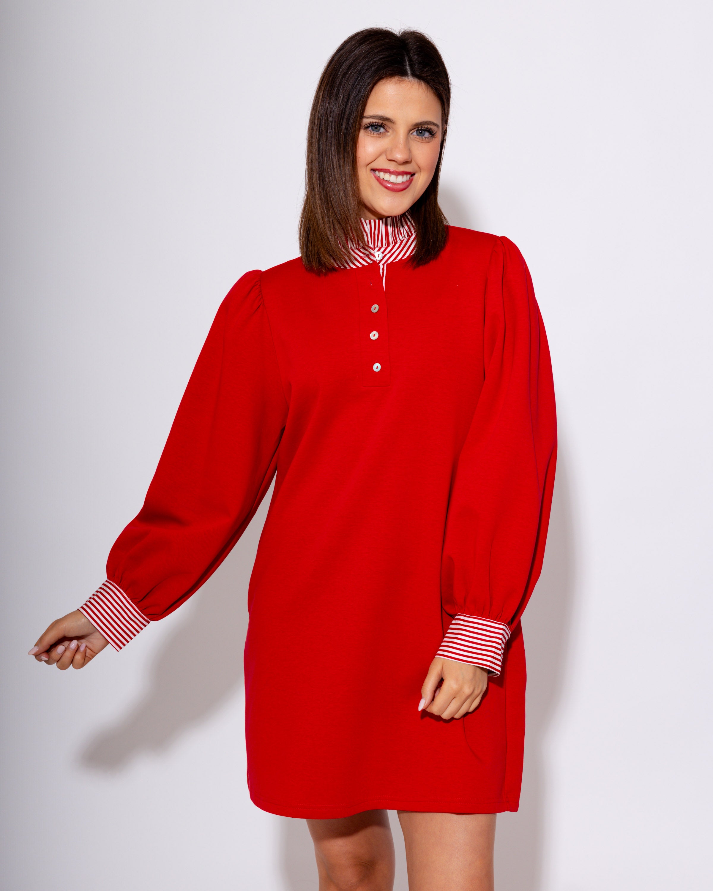 Stripe Contrast Accent Shift Dress