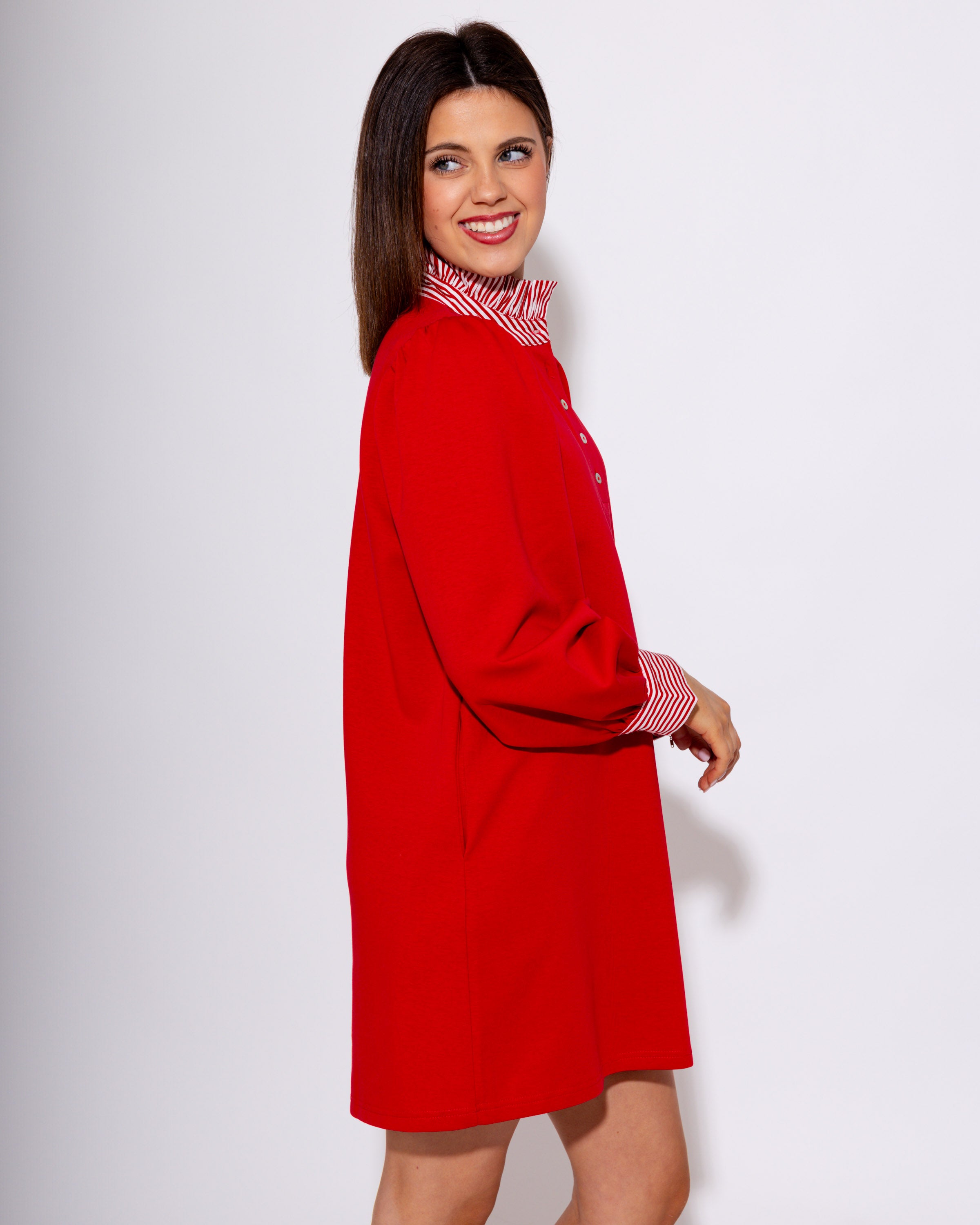 Stripe Contrast Accent Shift Dress