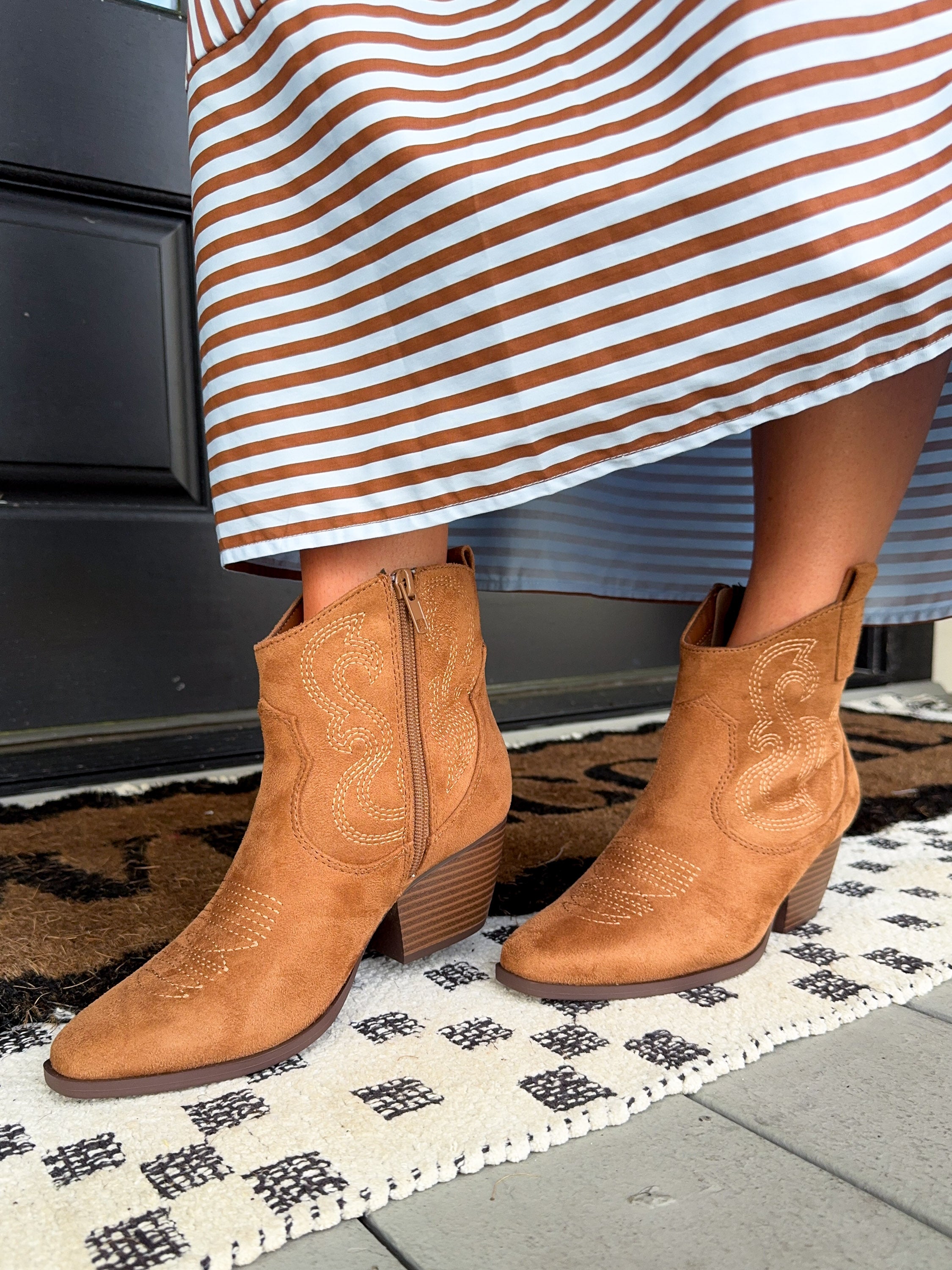 Western Booties in Brown