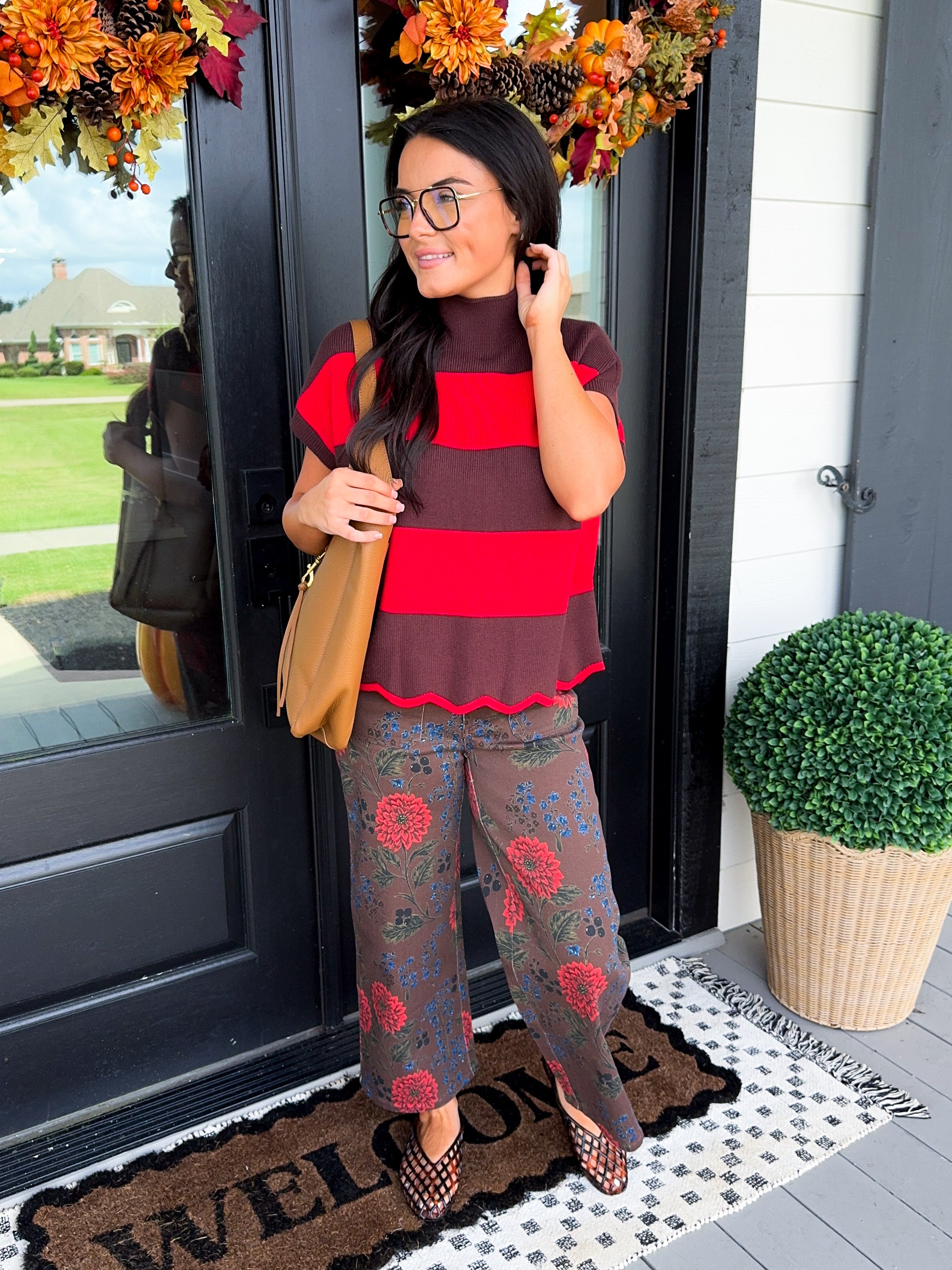 Color Block Scallop Hem Sweater