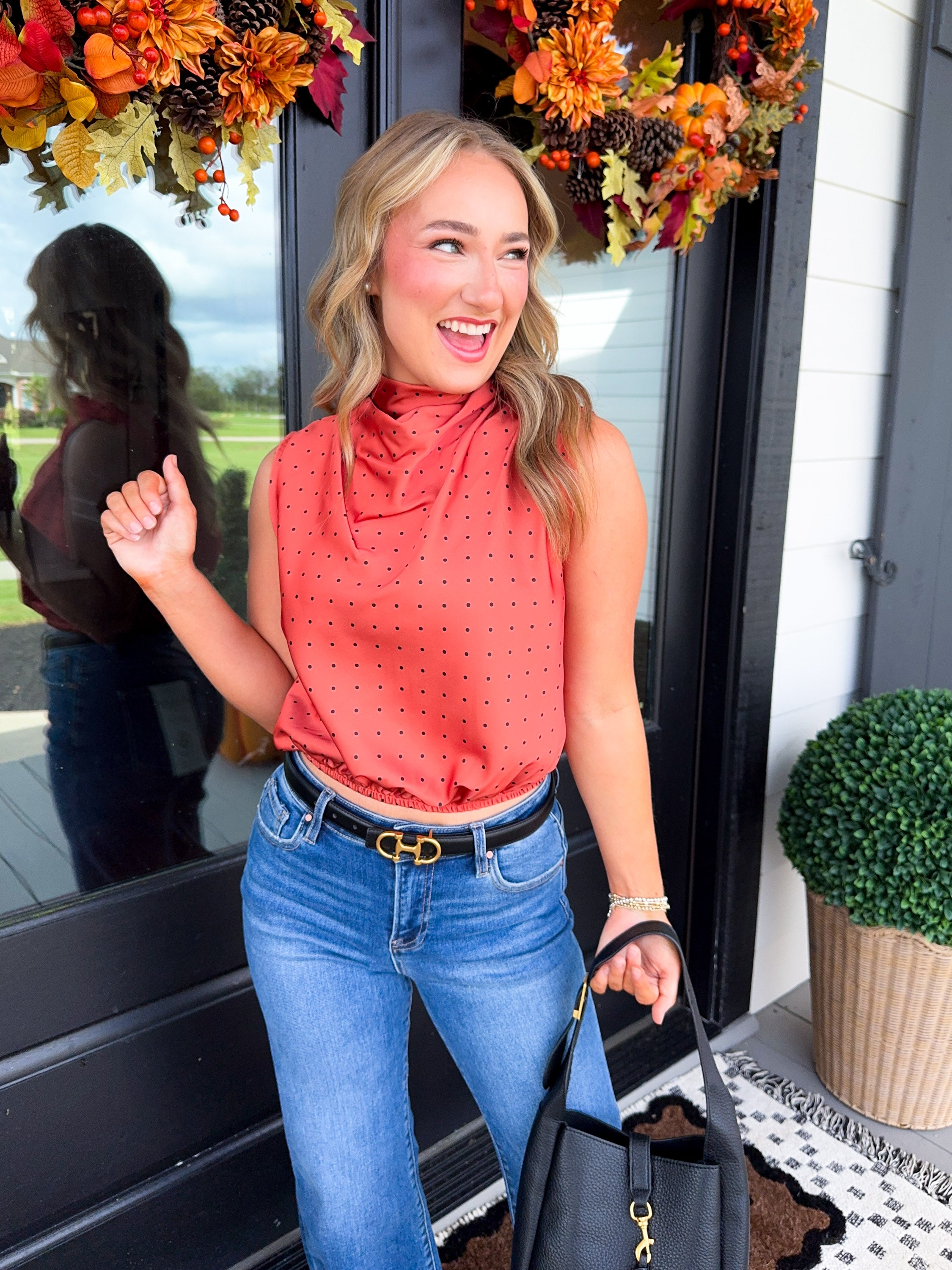 Autumn Glow Polka Dot Top