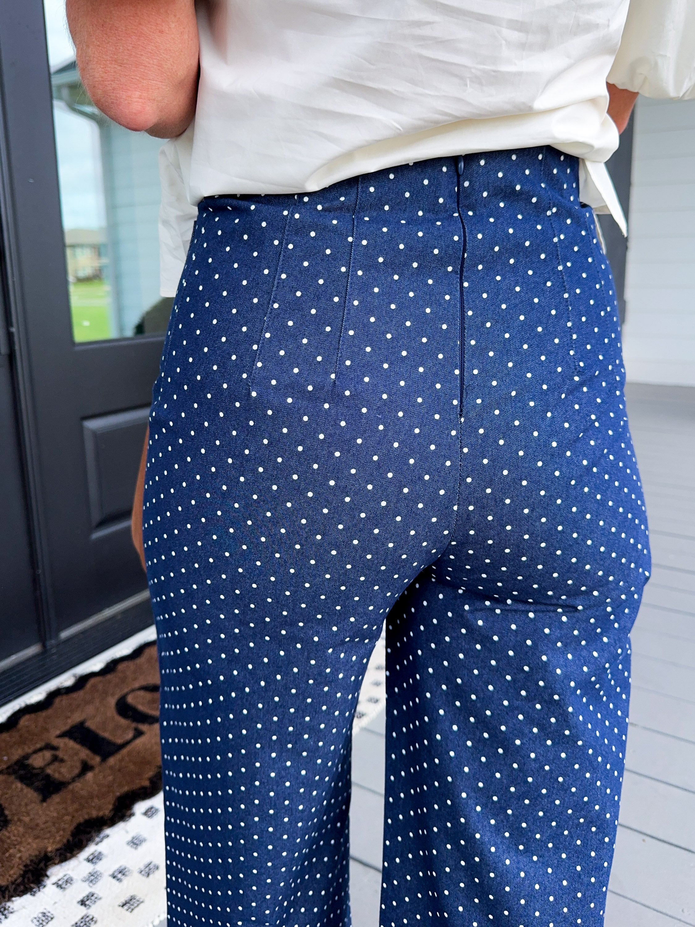 Cropped Ruffle Hem Polka Dot Pants