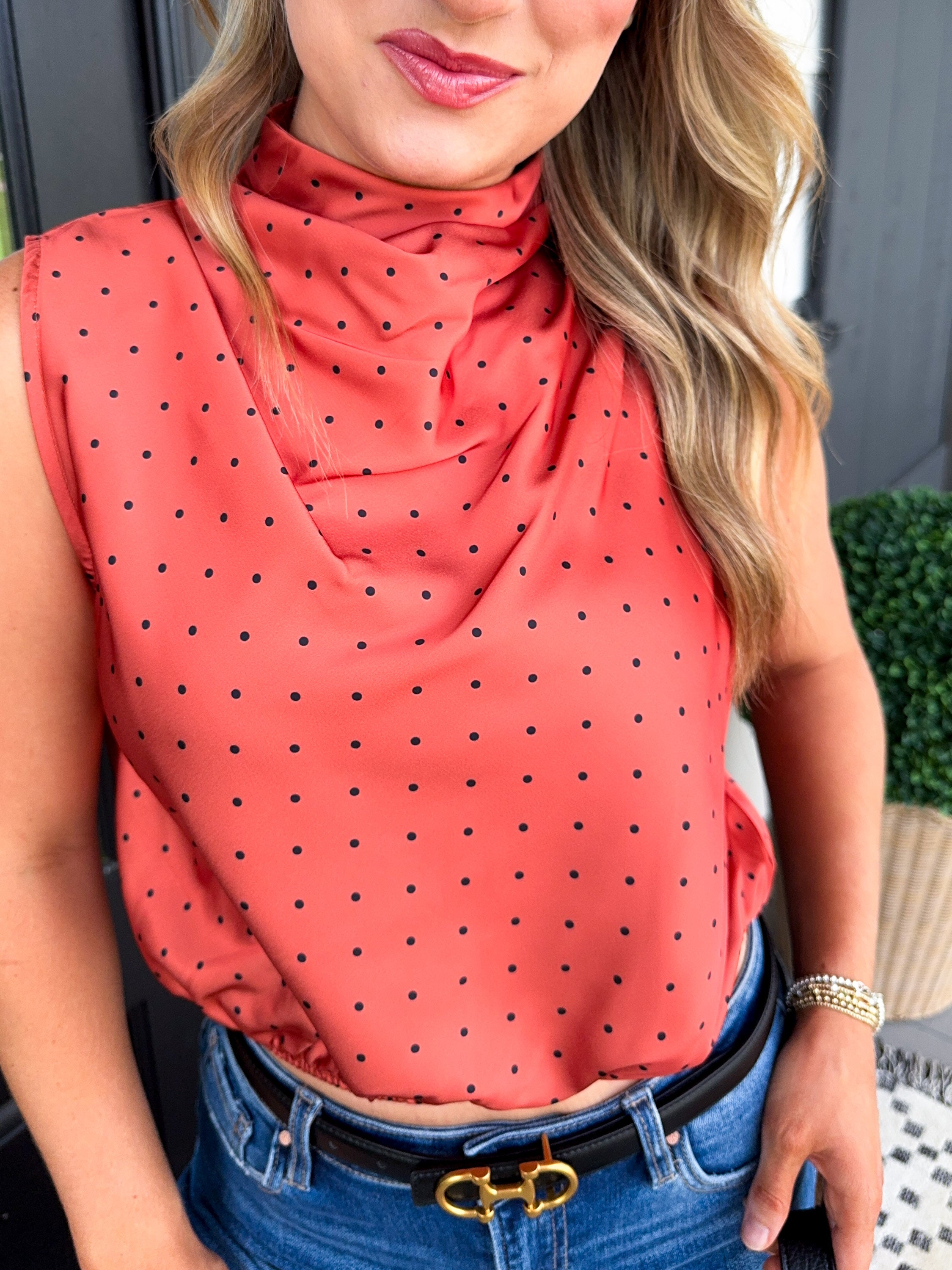 Autumn Glow Polka Dot Top