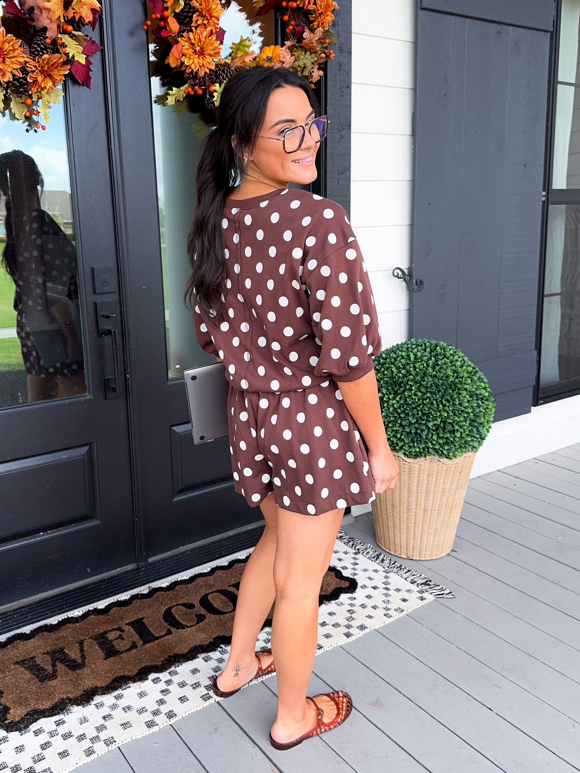 Polka Dot Sweatshirt & Short Set