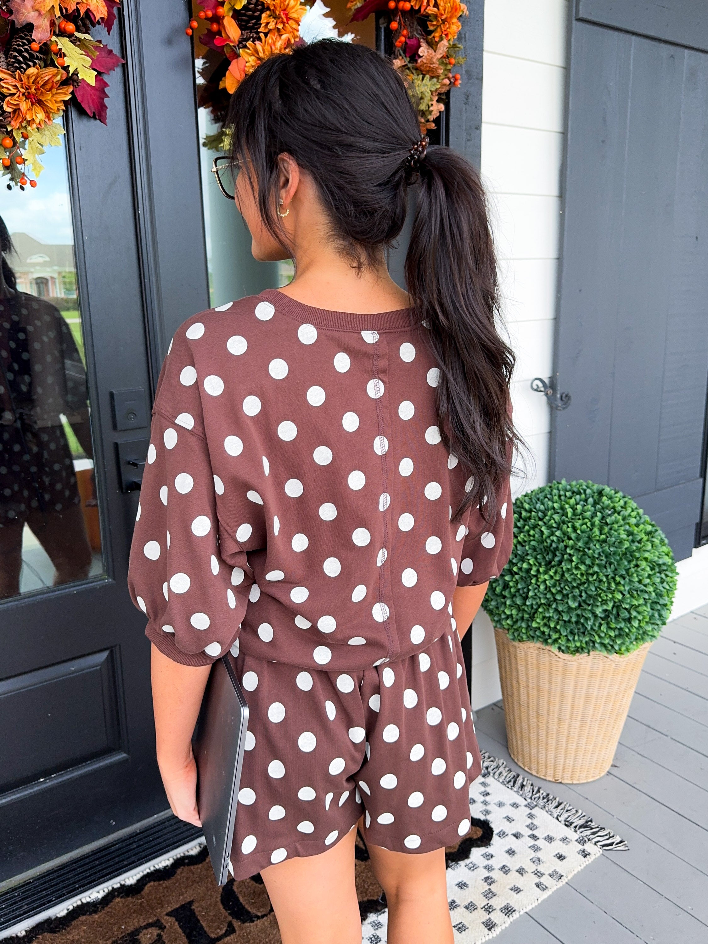 Polka Dot Sweatshirt & Short Set