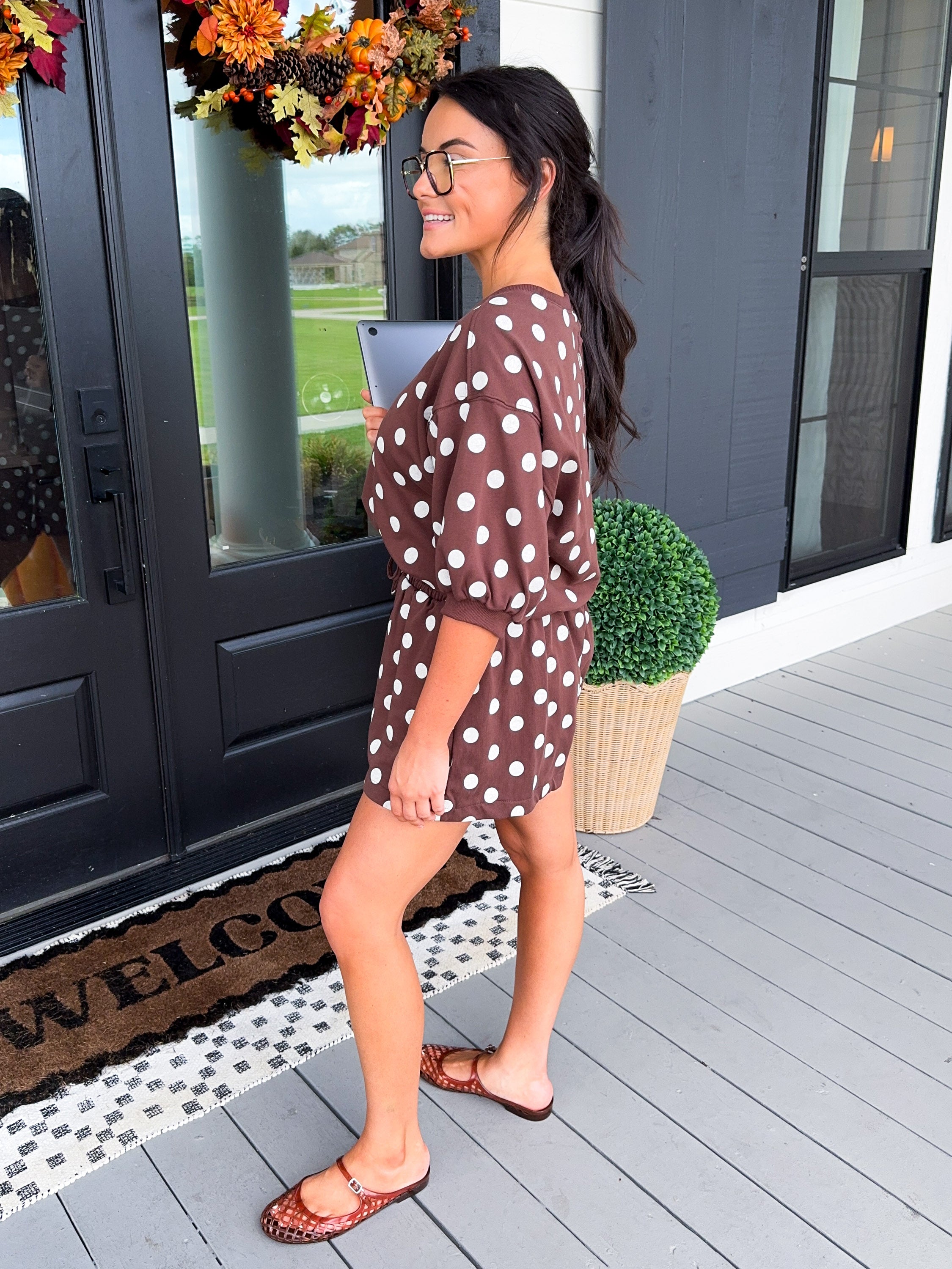 Polka Dot Sweatshirt & Short Set