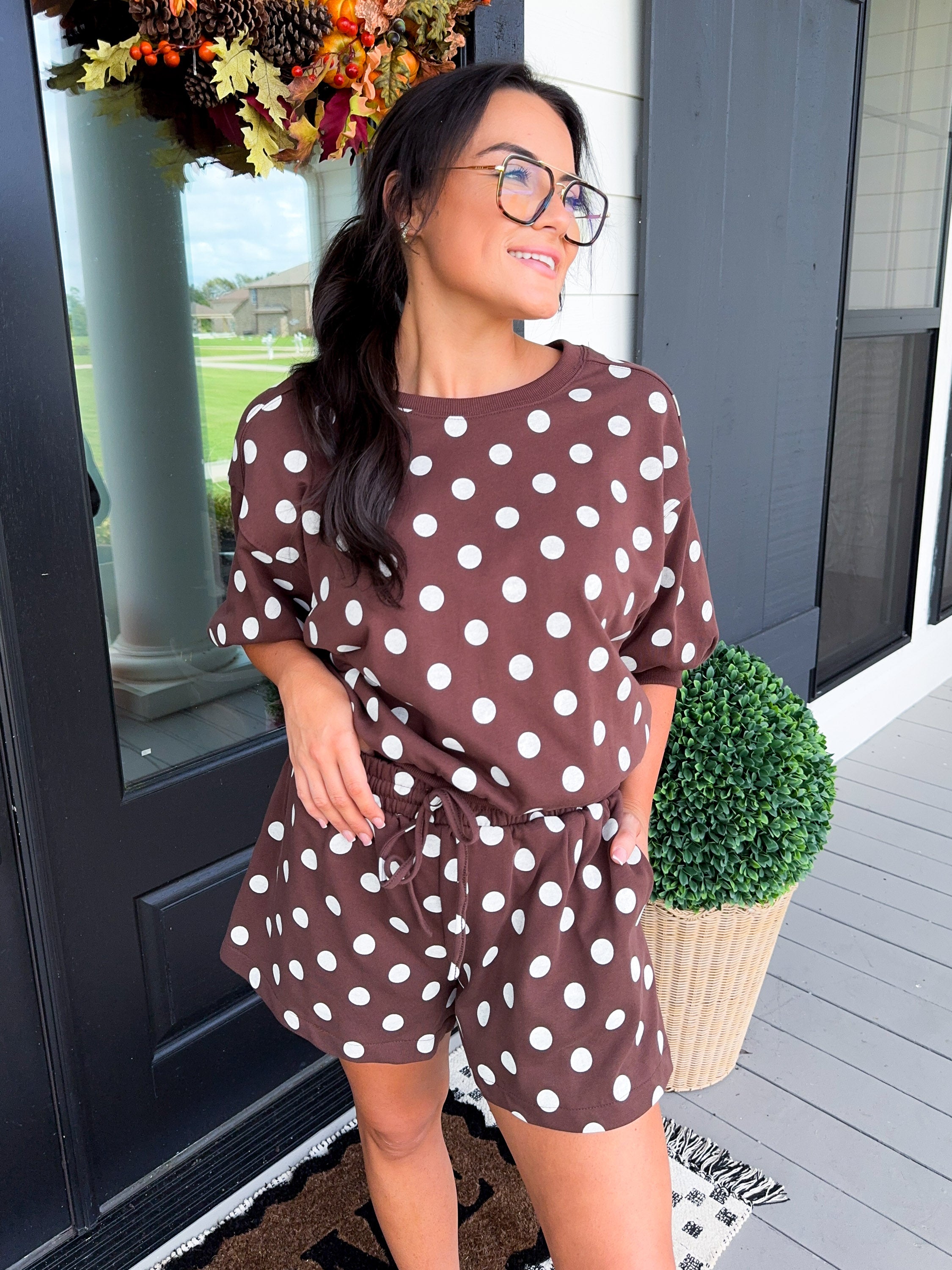 Polka Dot Sweatshirt & Short Set