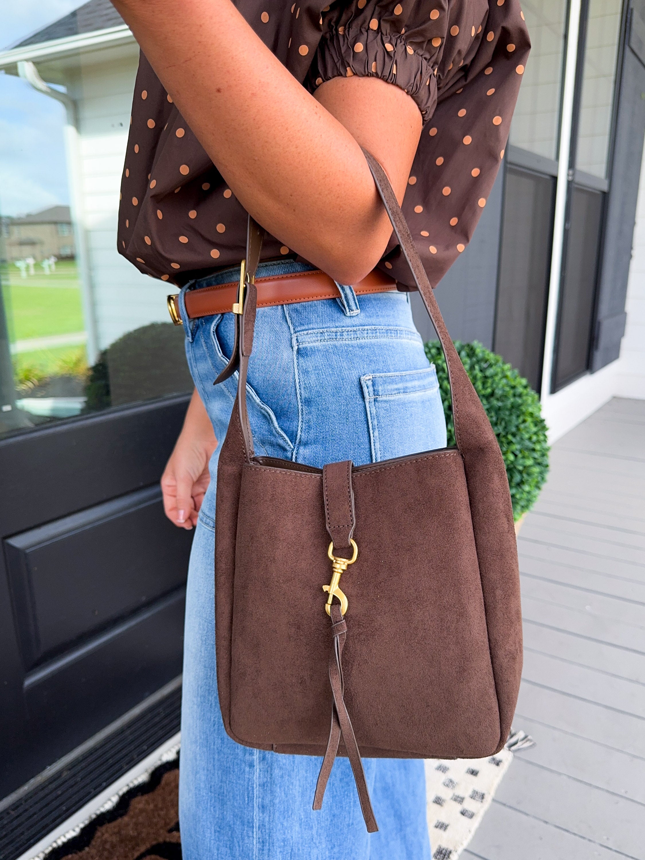 Suede Season Shoulder Bag in Chocolate