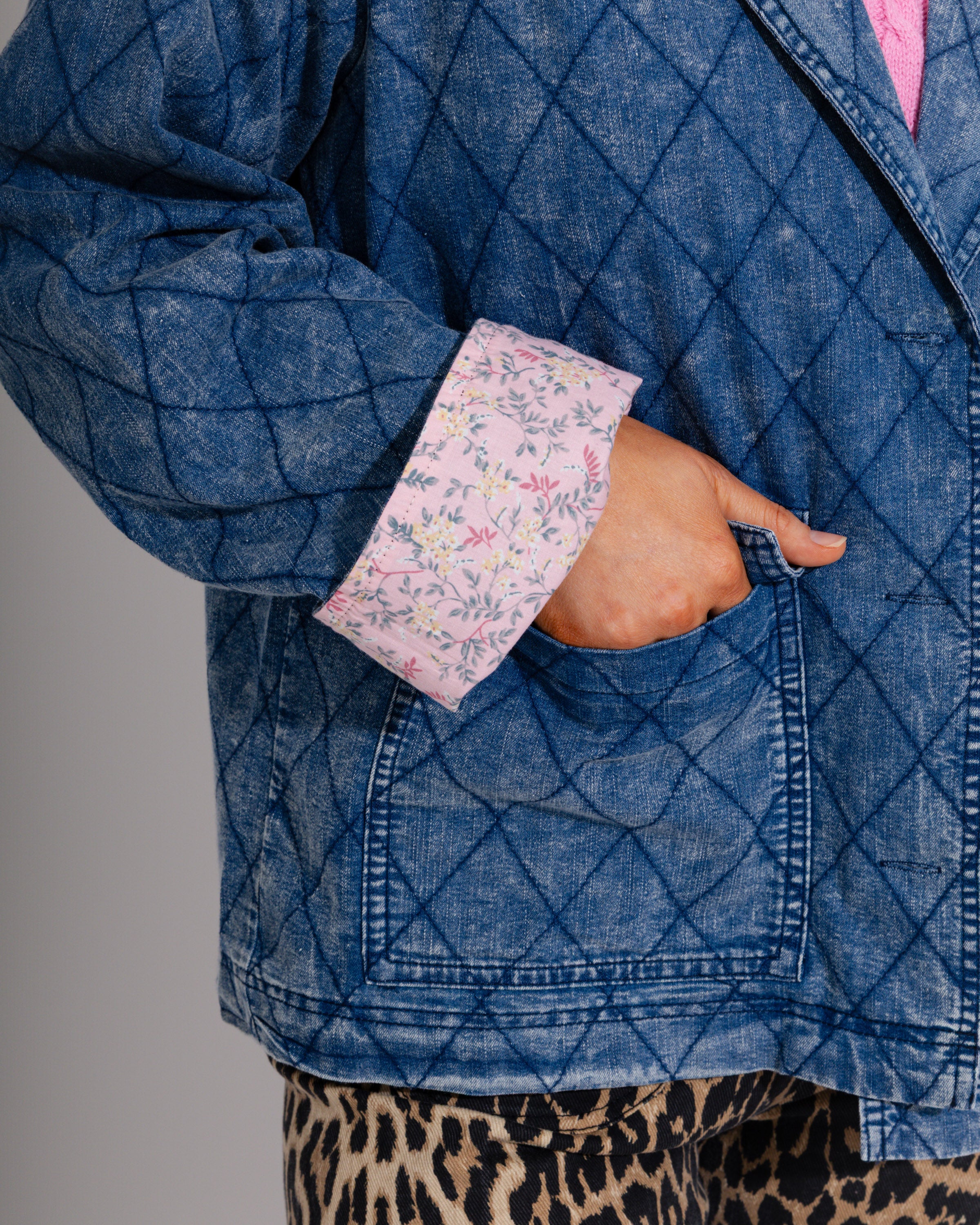 Vintage Snow Wash Quilted Denim Jacket