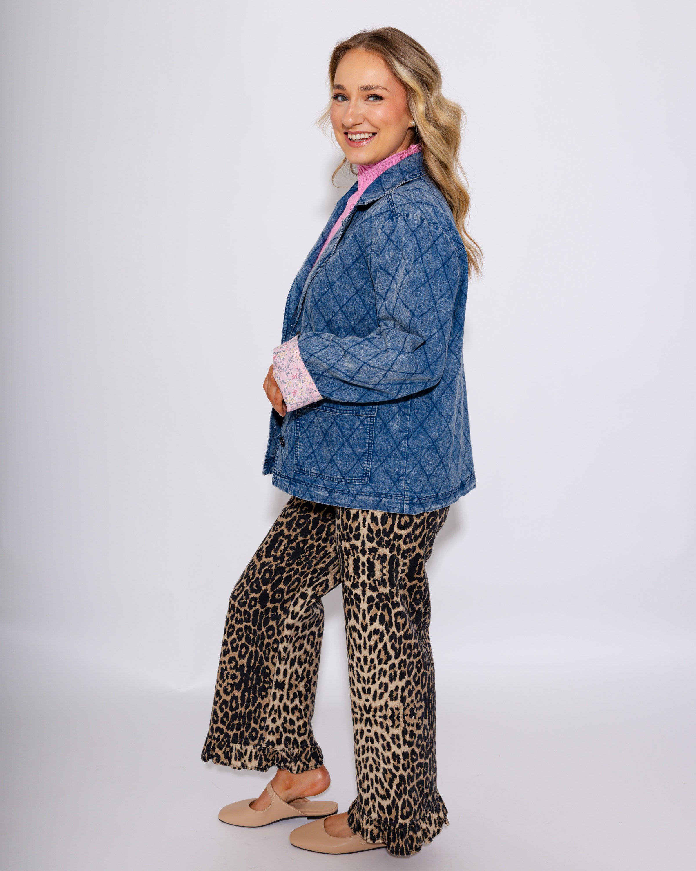 Vintage Snow Wash Quilted Denim Jacket