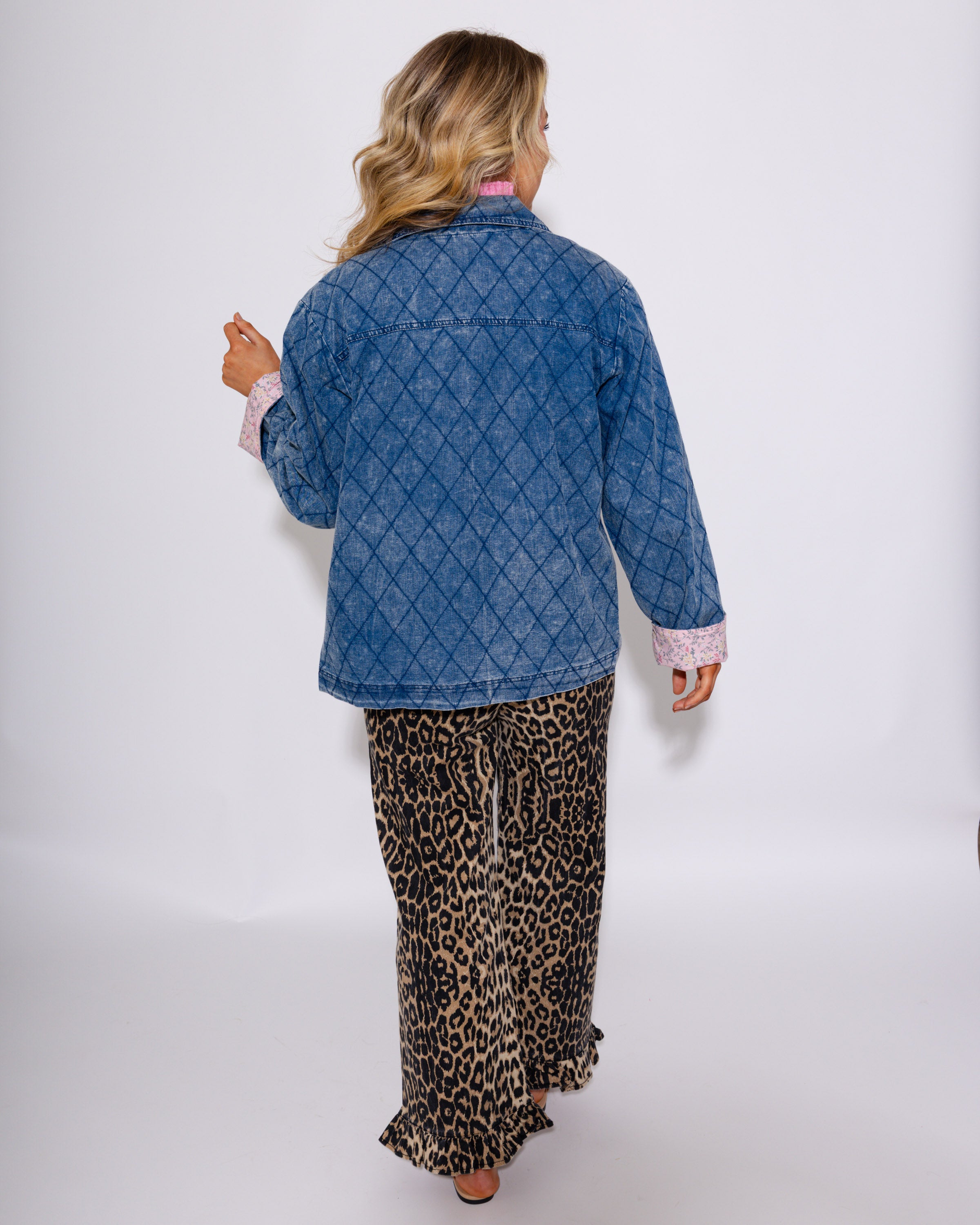 Vintage Snow Wash Quilted Denim Jacket