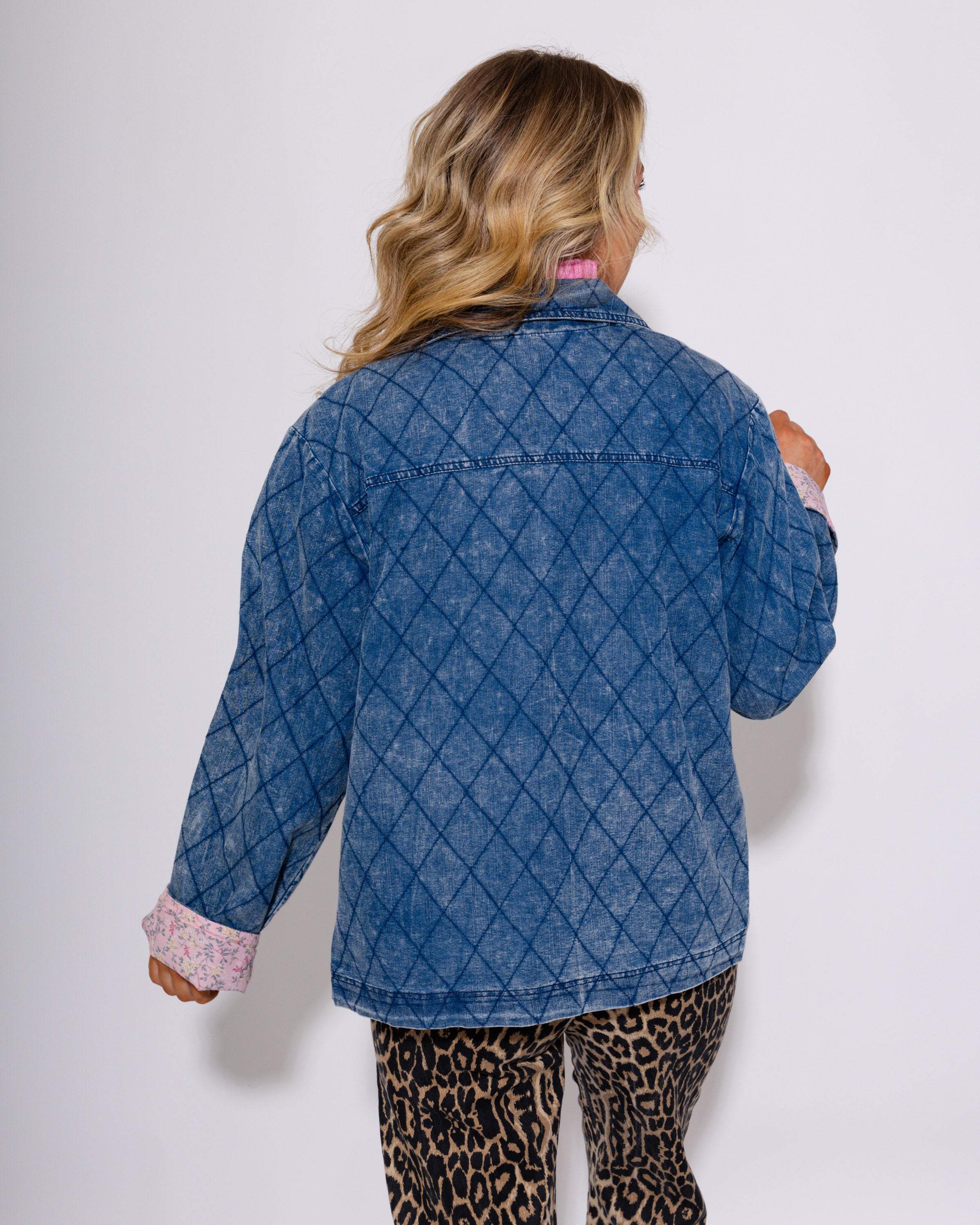 Vintage Snow Wash Quilted Denim Jacket