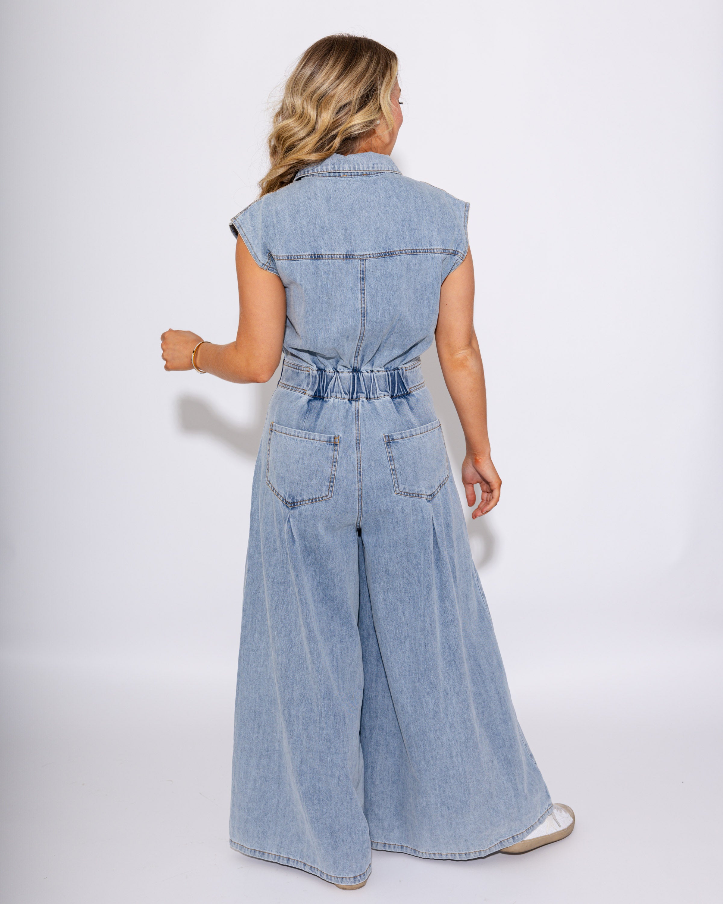 Wide Leg Denim Jumpsuit
