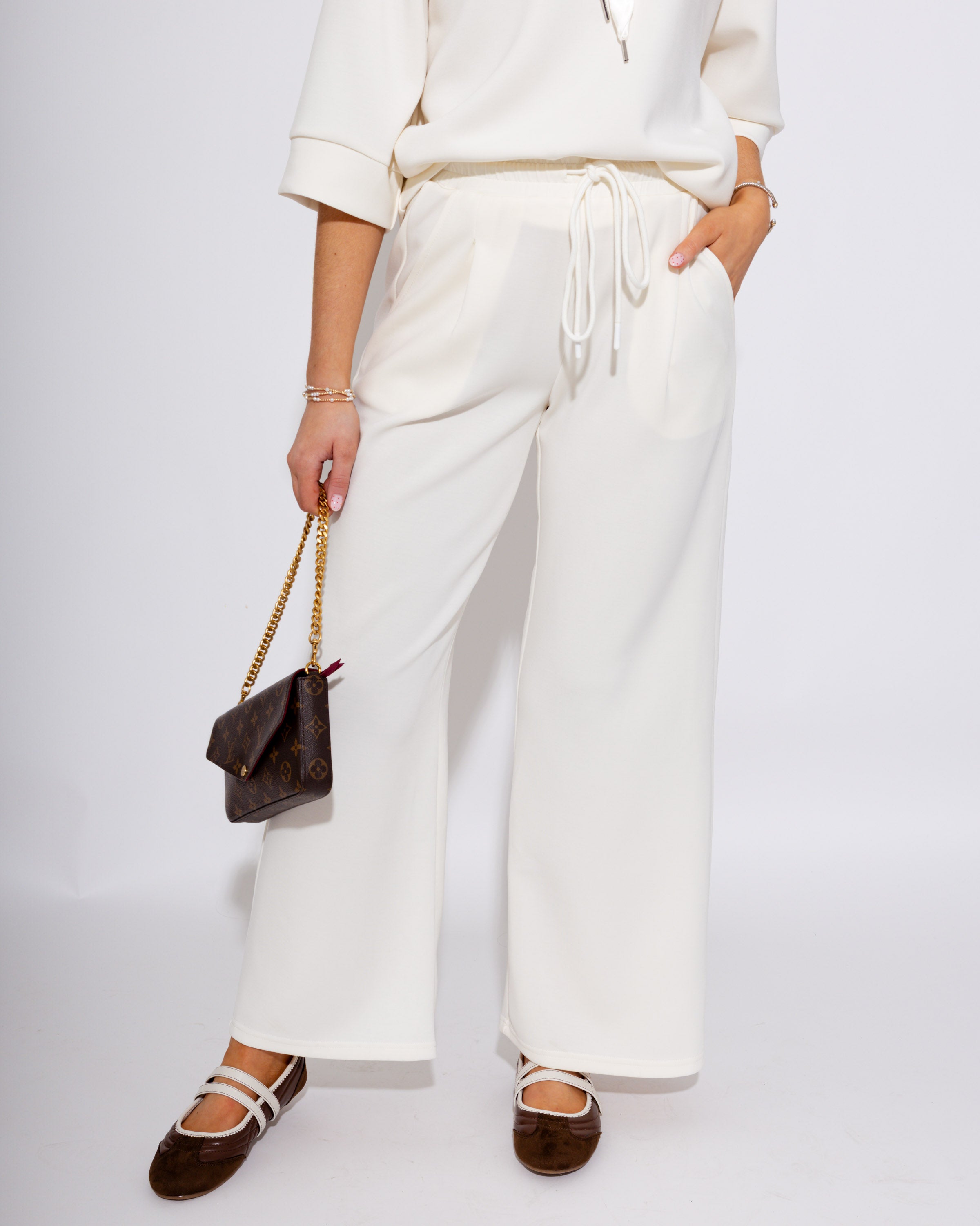 Soft Hooded Top & Wide-leg Pants Set