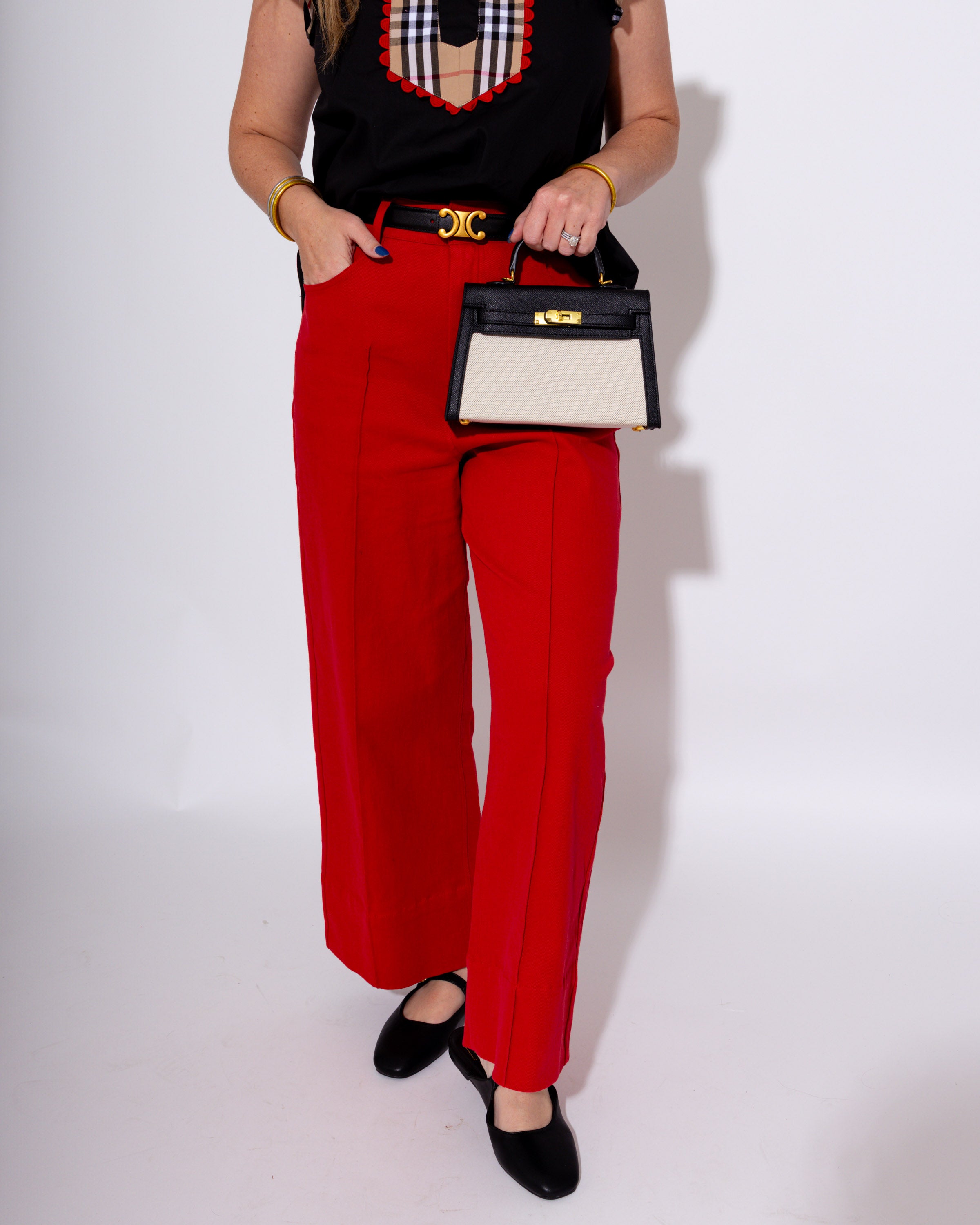 Tailored Red Wide-Leg Pants