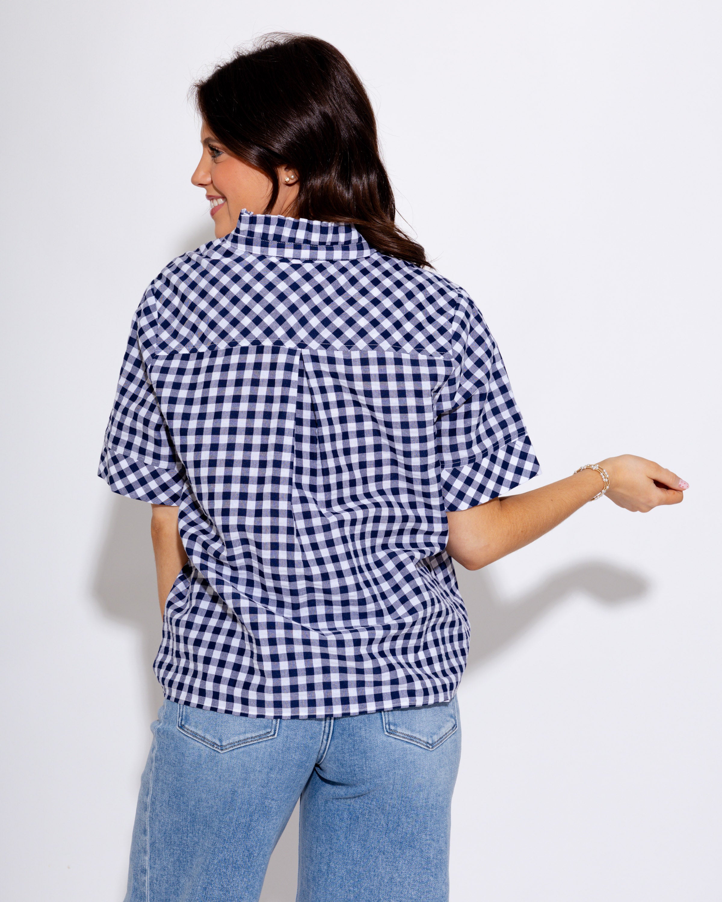 Sweet & Classic Gingham Top in Navy
