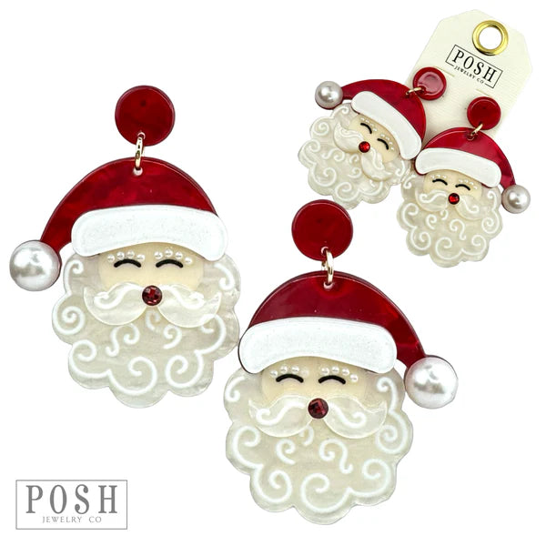 Acrylic Santa Face Earring