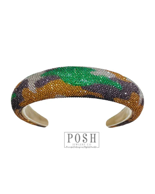 Mardi Gras Camo Beaded Headband