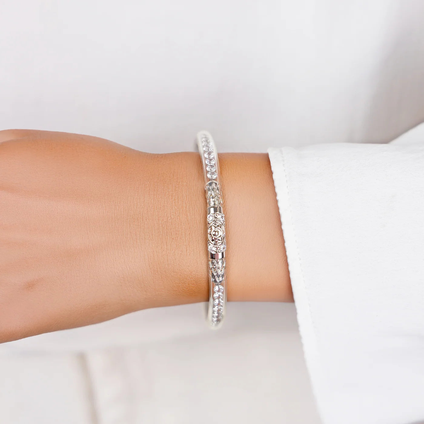 Queen All Weather Bangle® (AWB®) - Clear Crystal - Silver