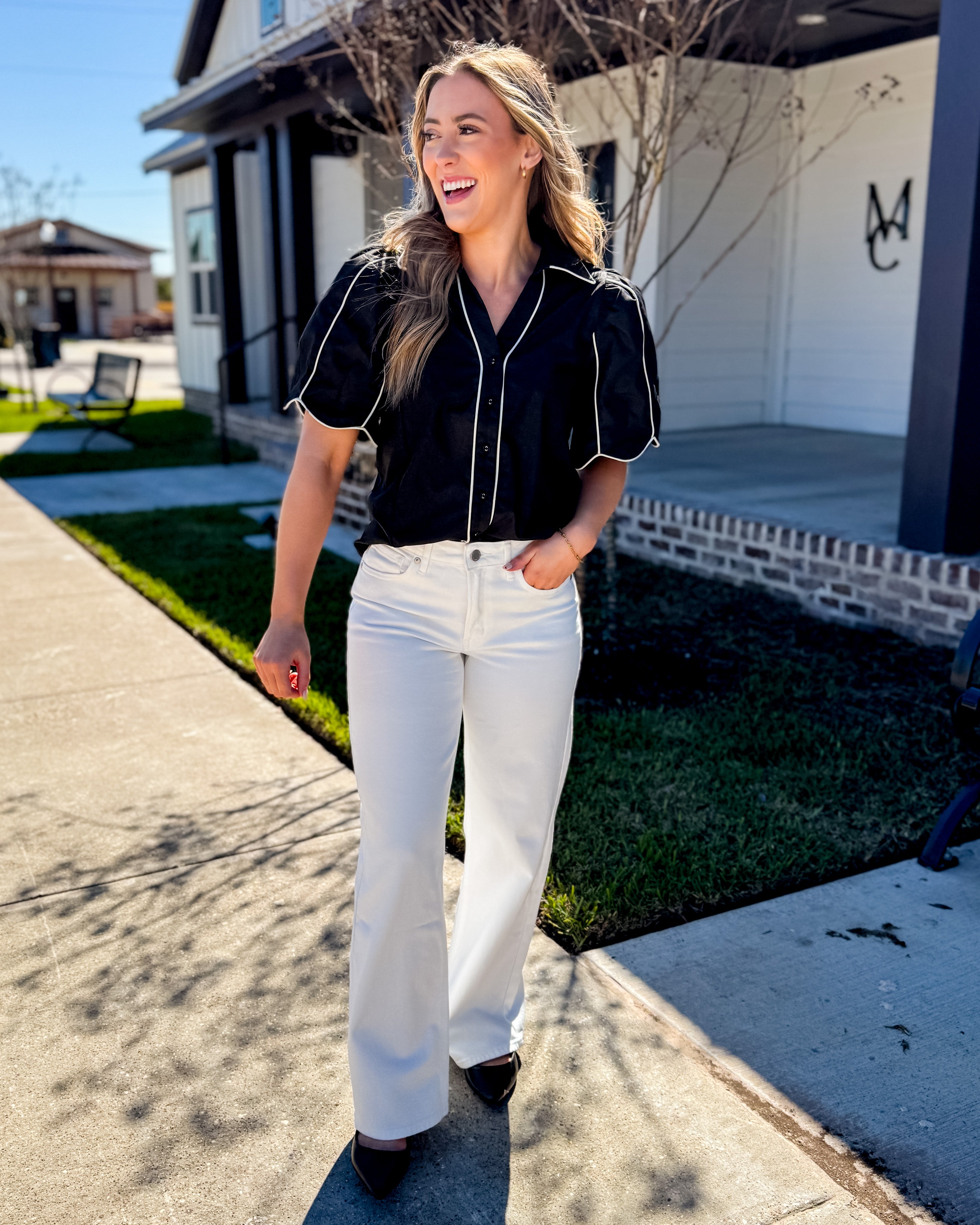 High Rise Full Length Straight Jean in White