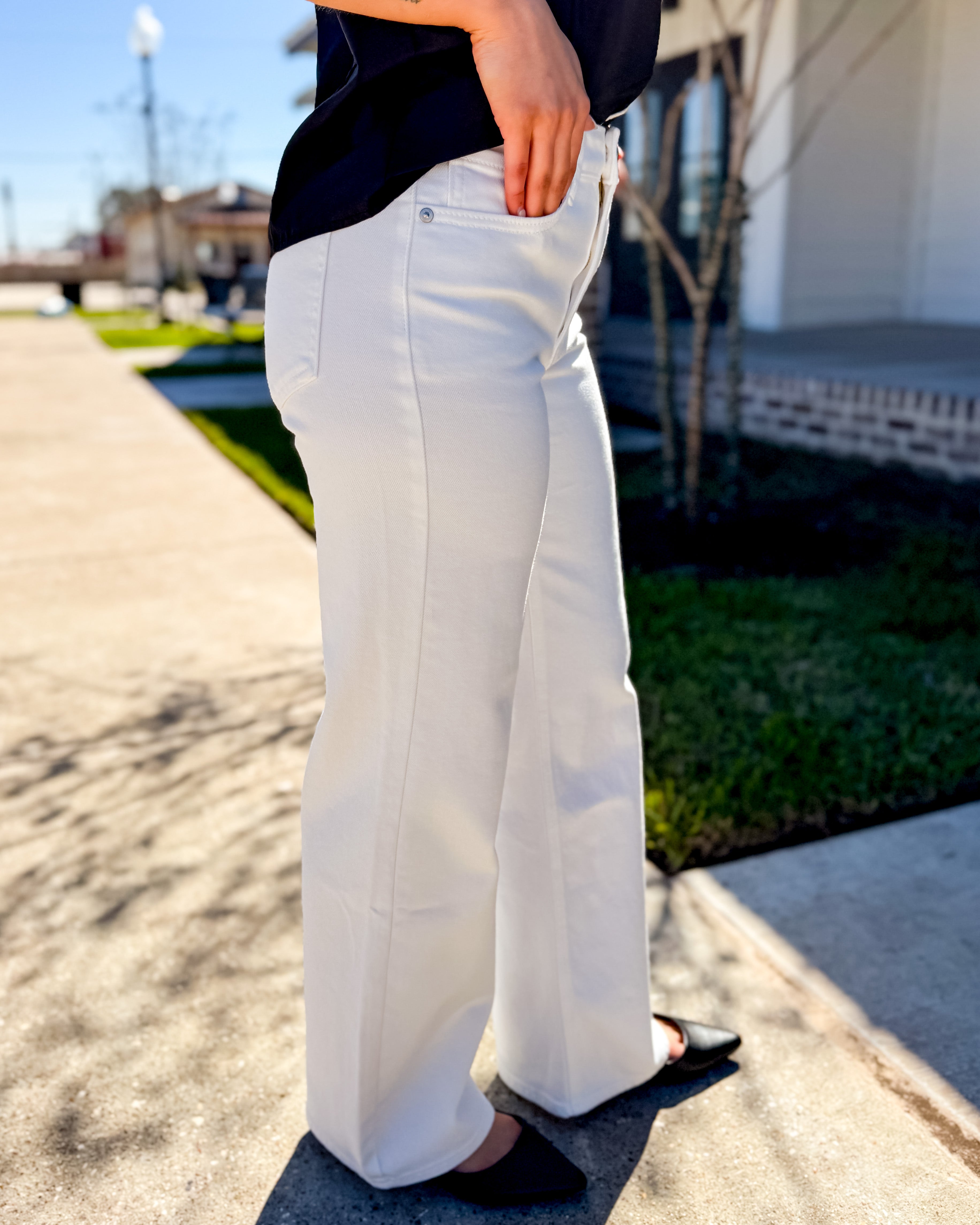High Rise Full Length Straight Jean in White