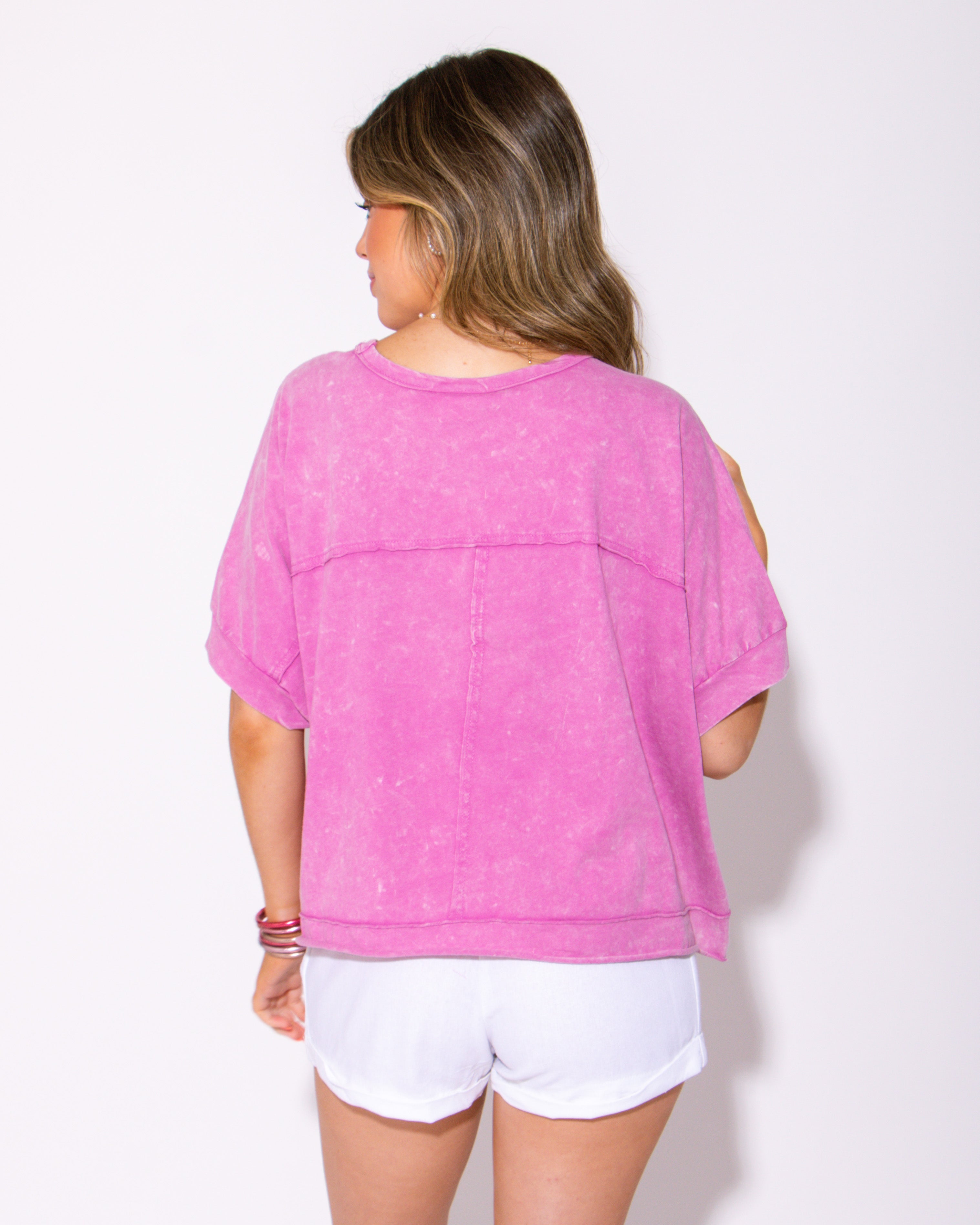 Easy Days Mineral Washed Crop Top in Orchid