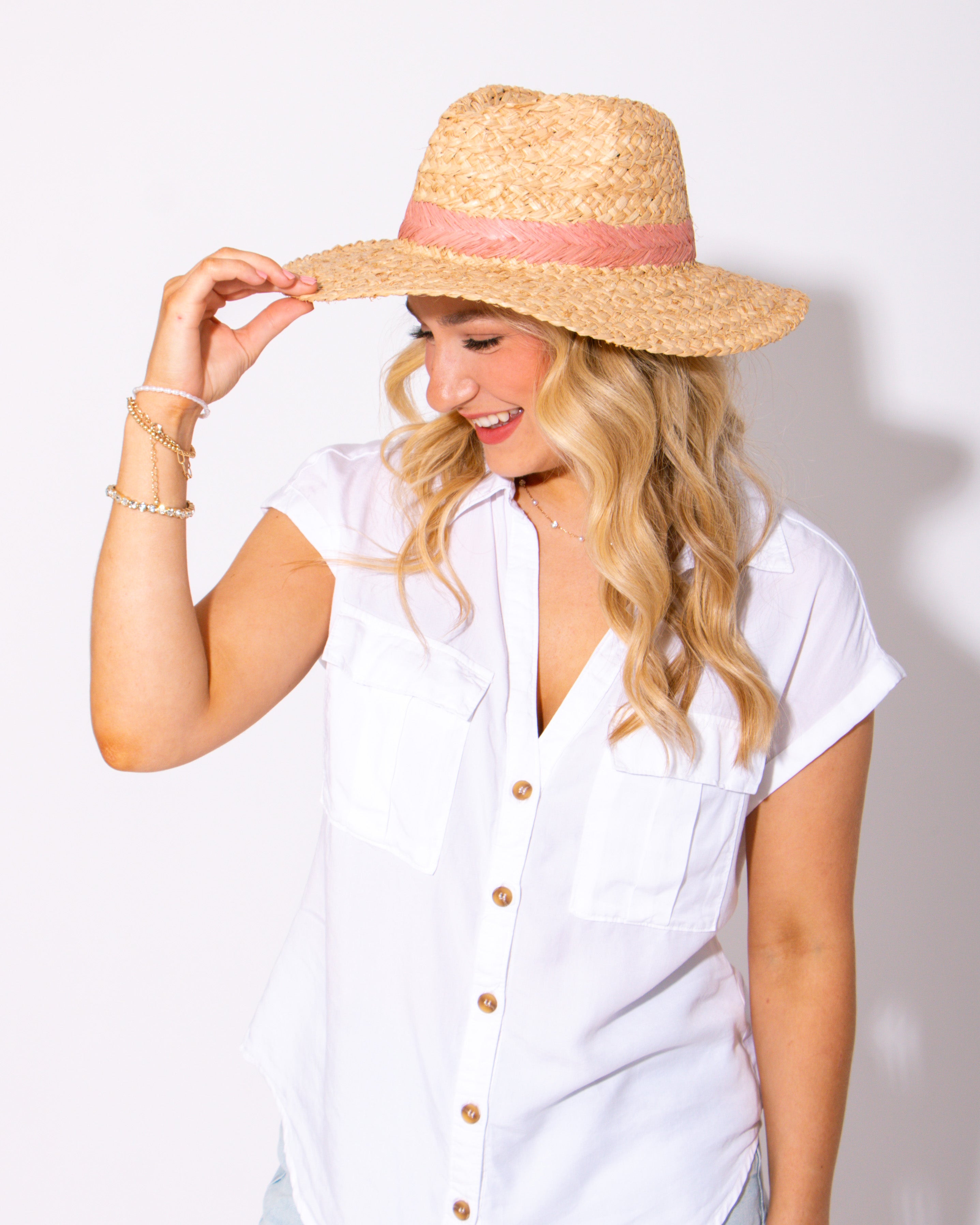 Go With The Flow Button Up Top in White
