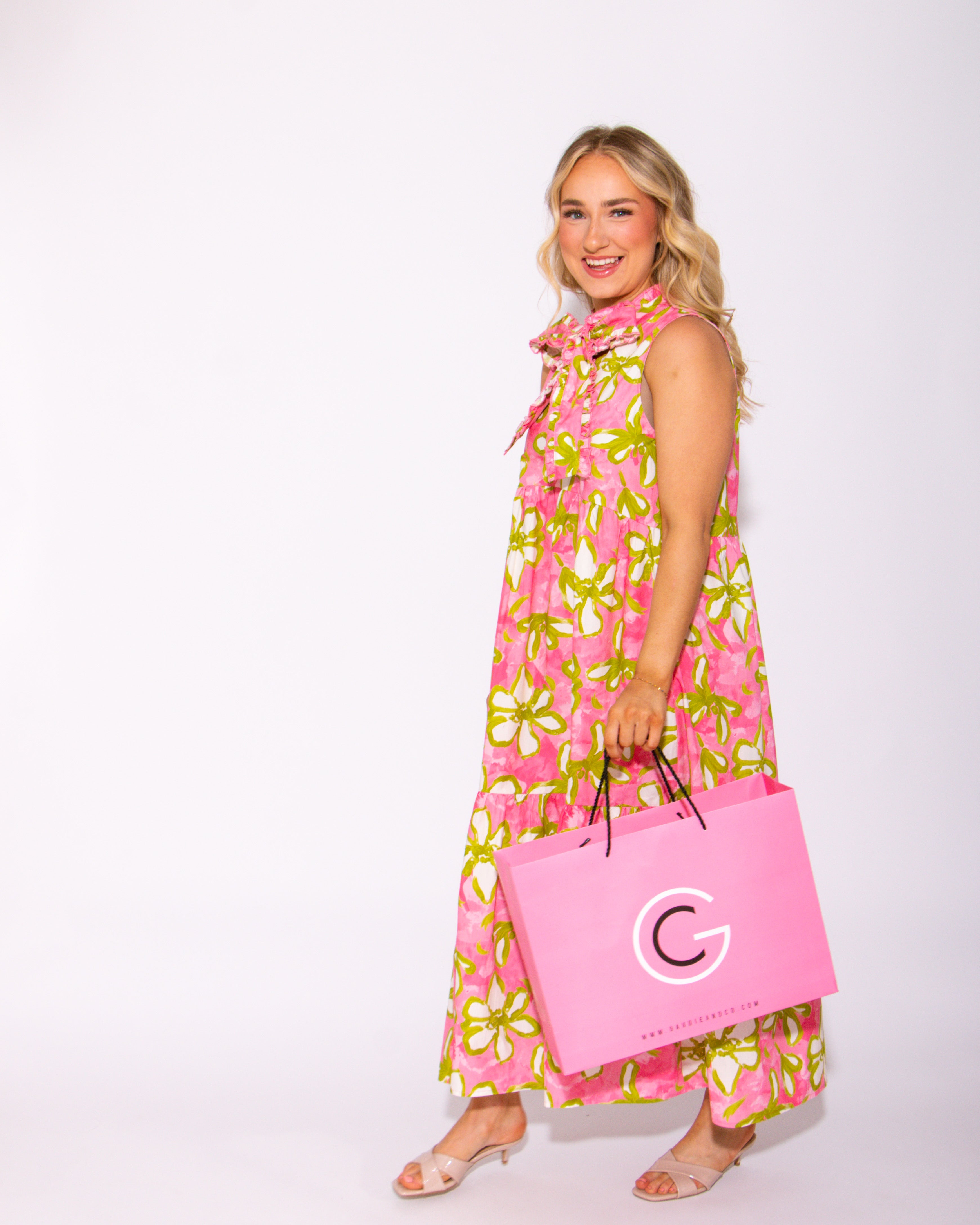 Ribboned Rose Garden Midi Tiered Midi Dress
