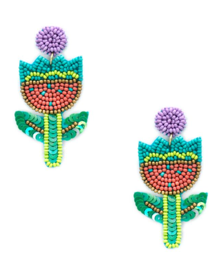 Blue Tulip Dangle Earring