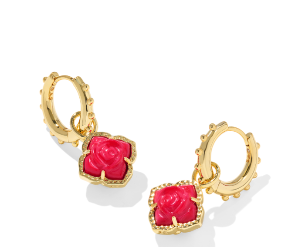 Mallory Rose Huggie Earring in Gold Red of Mother of Pearl