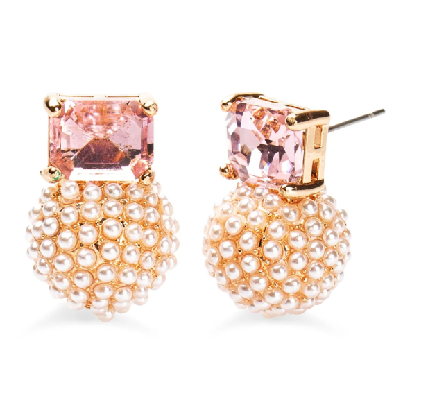 Blair Pearl Post Earrings in Blush