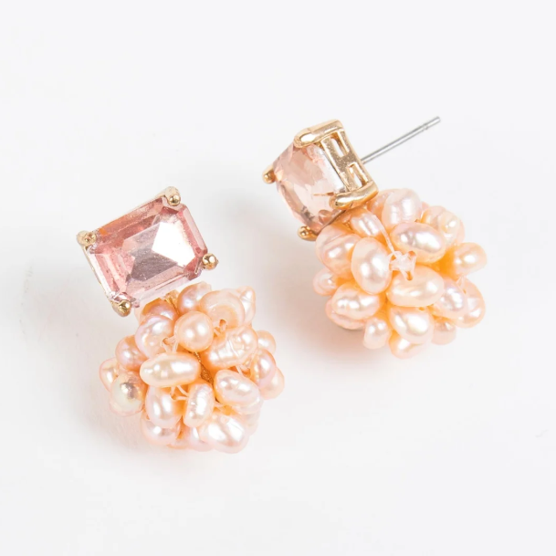 Audrey Pearl Post Earring in Blush