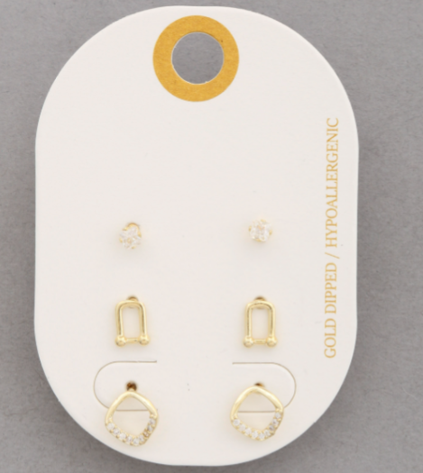 Gleaming Gold Trio Earrings