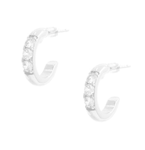 Sparkle Huggie Earrings in Silver