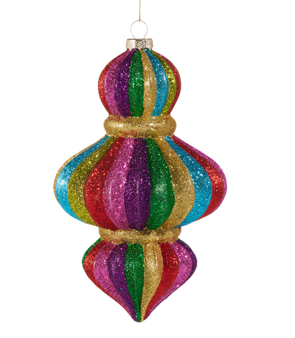 Multicolor Stripe Glitter Finial Ornament