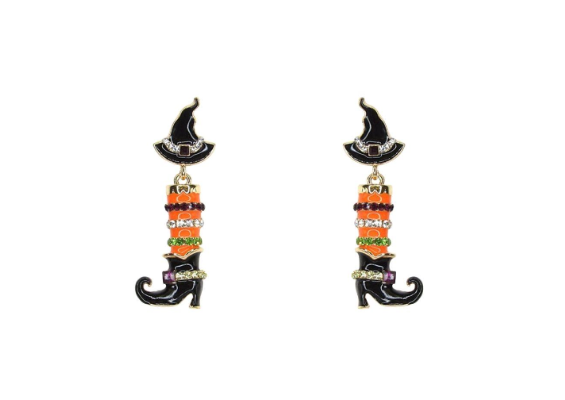 Halloween Witch Shoe And Hat Dangle Earring