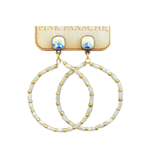 Bronze and Ivory Round Bead PP Earring