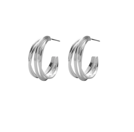 Triple Take Multi Hoop Earring in Silver