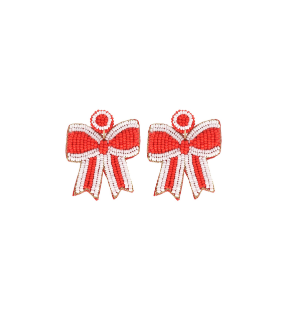 Game Day Bow Earrings in Red