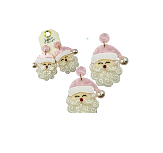 Acrylic Santa Face Earring