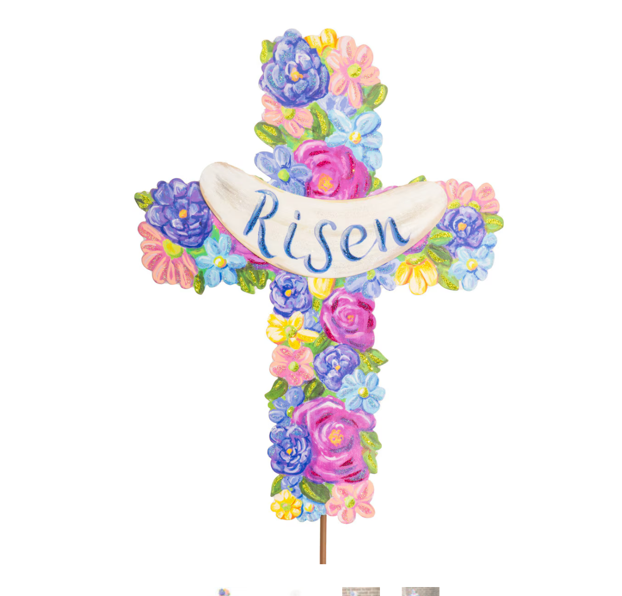 "Risen" Floral Cross